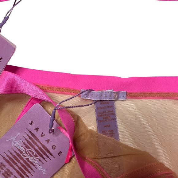 Savage X Fenty Neon Night Unlined Demi Bra Pout Pink and Boyshort Panty Set 36C - Picture 3 of 4